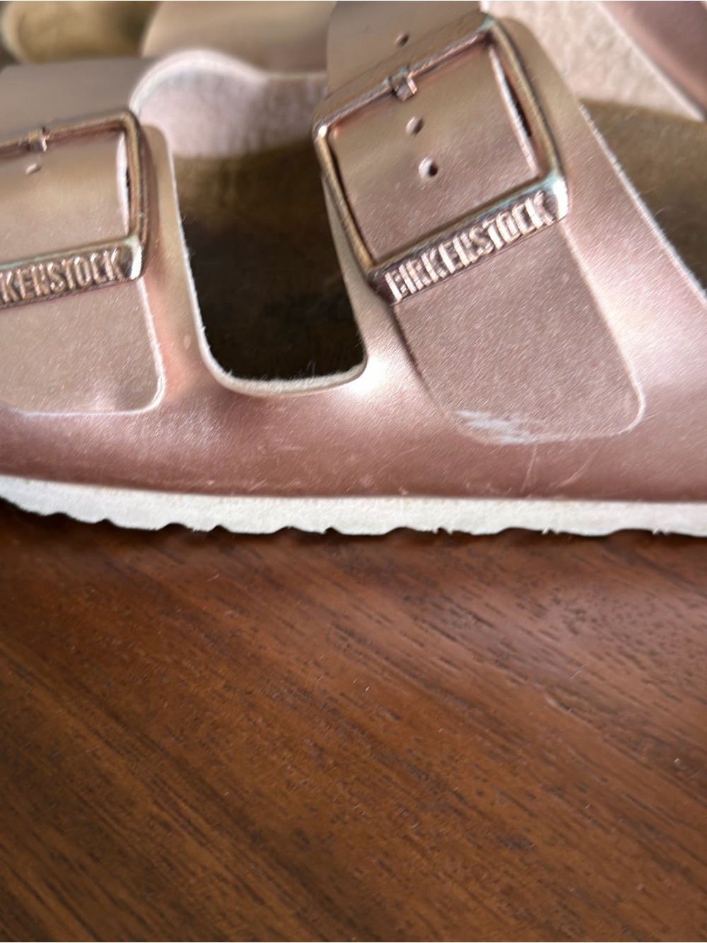 Birkenstock Arizona Kids Rose Gold Leather Birko-Flor Sandal Sz 34/3 USA Kids - Picture 5 of 9